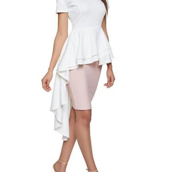 Women's Annystore High Low Tops for Women - Ruffle Bodycon Peplum Asymmetrical T - Picture 14 of 15